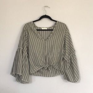 Striped bell sleeve top